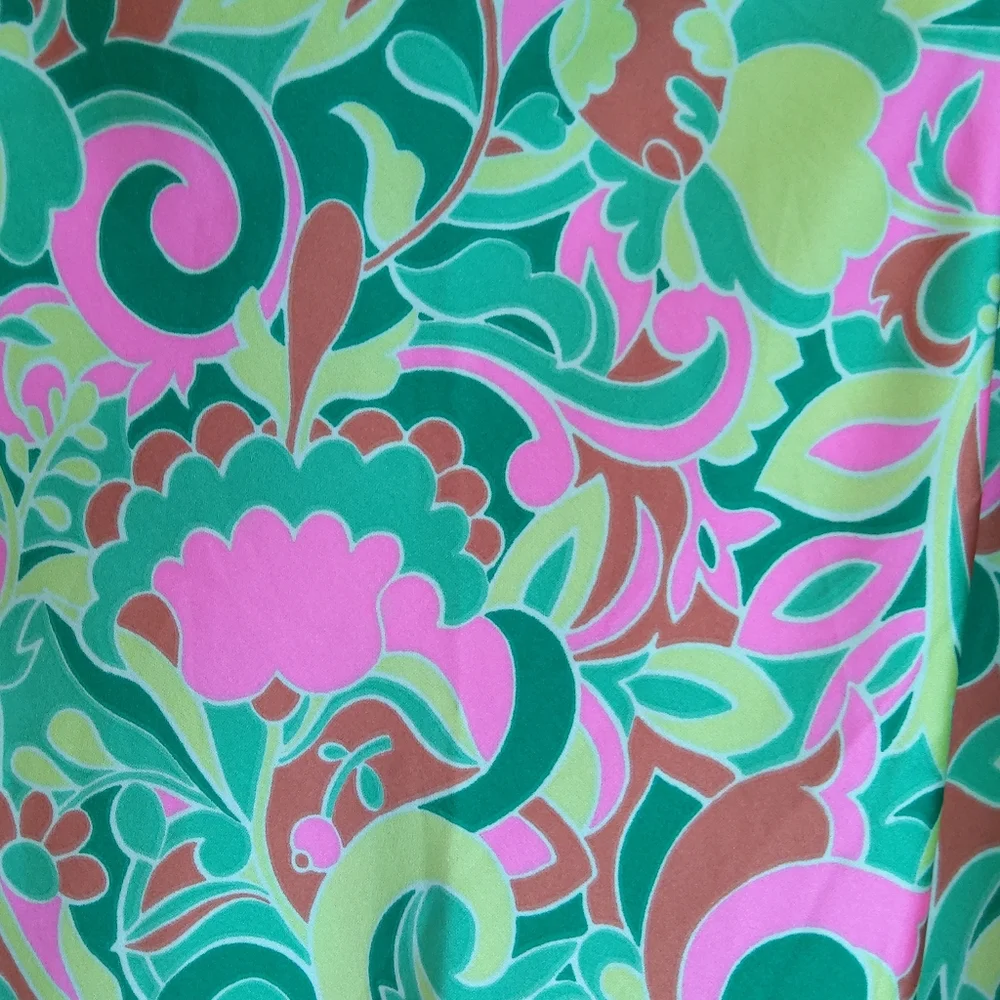 J.Crew pull - on slip  pink green floral midi skirt
